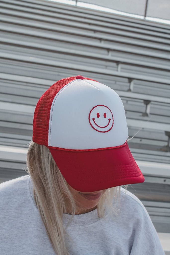 402threads - Smiley Trucker Hat - Red