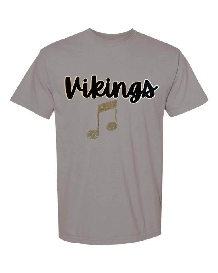 BLACK/WHITE VIKINGS + GOLD SPARKLE MUSIC NOTE - GREY COMFORT COLORS TEE