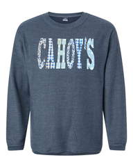 PATCHWORK CAHOY'S - NAVY RIBBED CREW