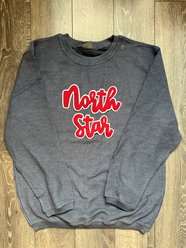 MODERN NORTH STAR - GREY RIBBED CREW