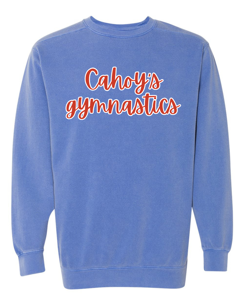 RED/WHITE CAHOY'S GYMNASTICS - BLUE COMFORT COLORS CREW
