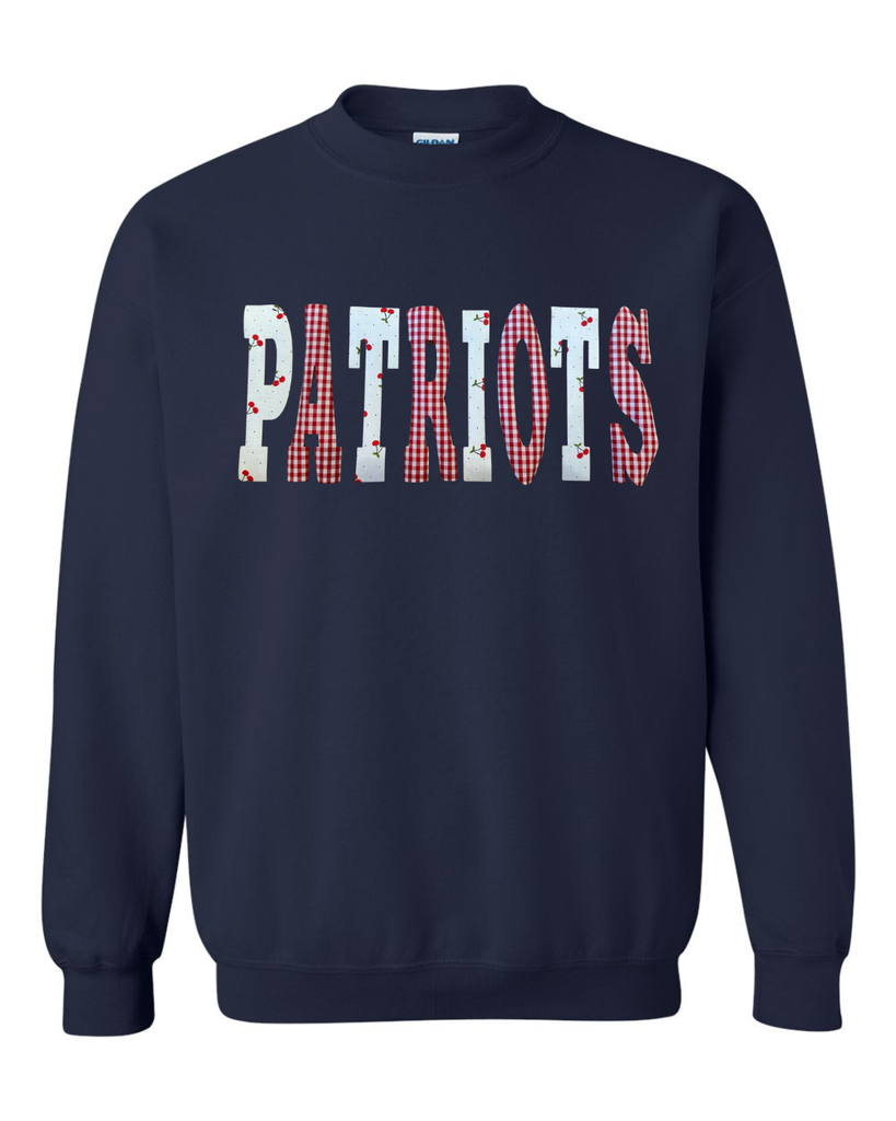 CHERRY + RED GINGHAM PATRIOTS - NAVY CREWNECK