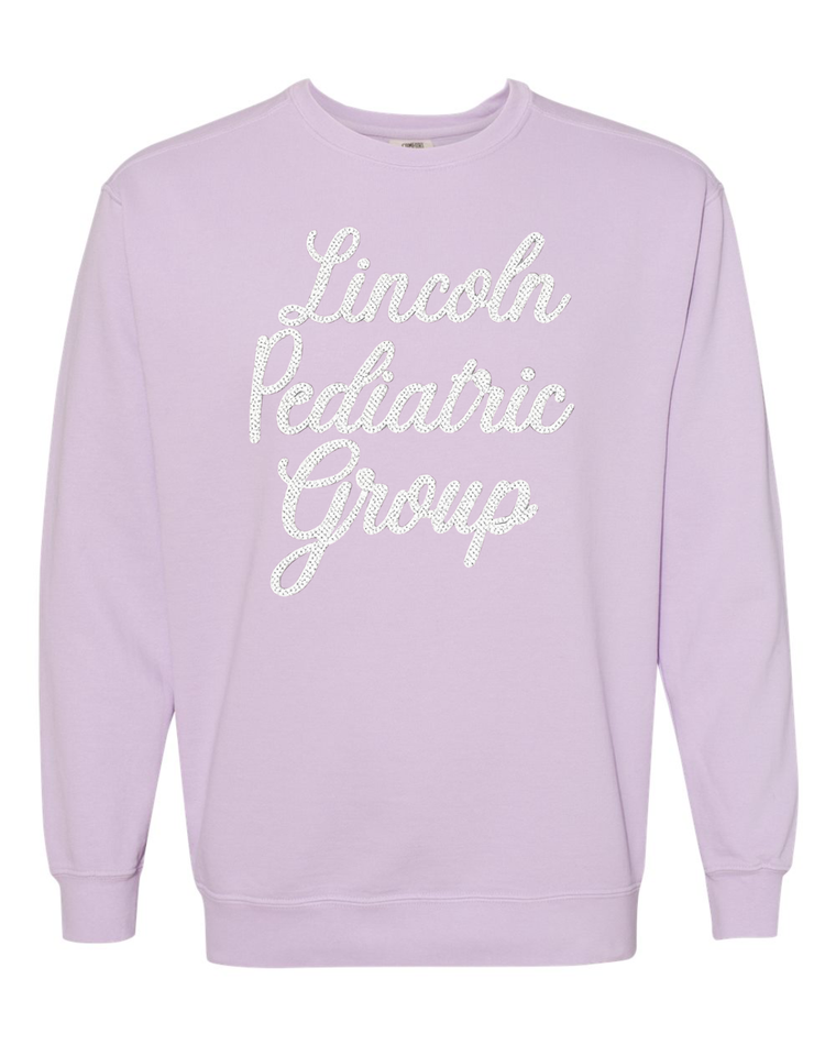 LINCOLN PEDIATRIC GROUP - (BLACK/WHITE POLKA) - PURPLE COMOFORT COLORS CREW