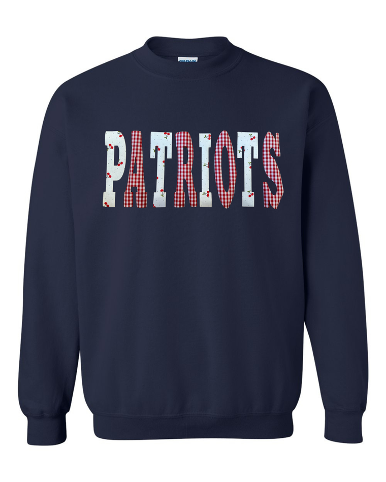 CHERRY + RED GINGHAM PATRIOTS - NAVY CREWNECK