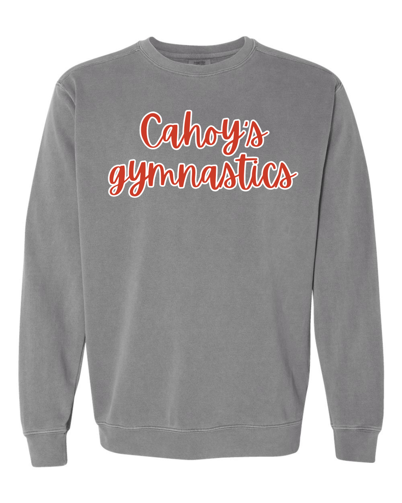 RED/WHITE CAHOY'S GYMNASTICS - GREY COMFORT COLORS CREW