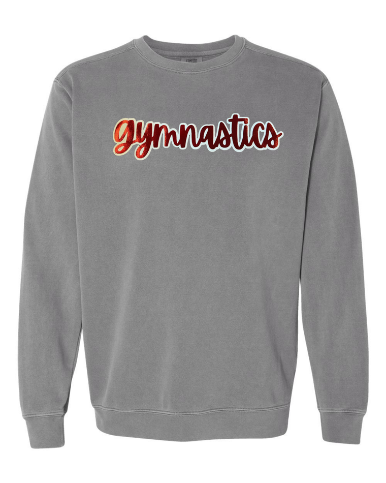 RED METALLIC/WHITE GYMNASTICS - GREY COMFORT COLORS CREW