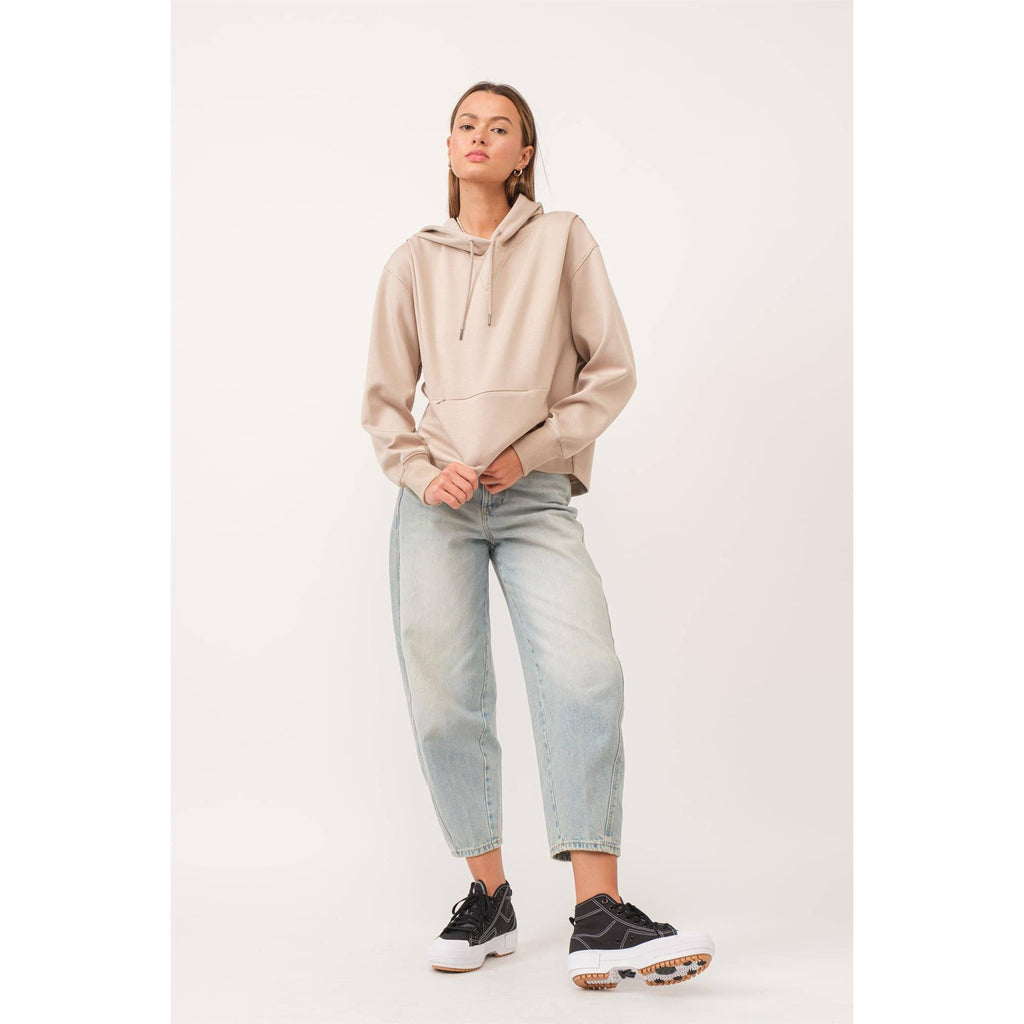 The GREii - Airlite Pocket Relaxed Fit Hoodie: LIGHT TAUPE / L