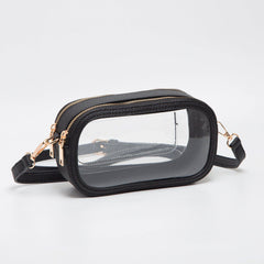 MiMi Wholesale - TG10552 Double Zipper Oval Clear Gameday/Stadium Bag: White
