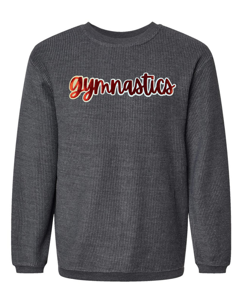 RED METALLIC/WHITE GYMNASTICS - GREY RIBBED CREW