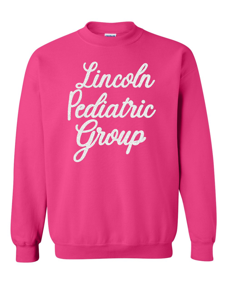 LINCOLN PEDIATRIC GROUP - (BLACK/WHITE POLKA) - HOT PINK CREWNECK