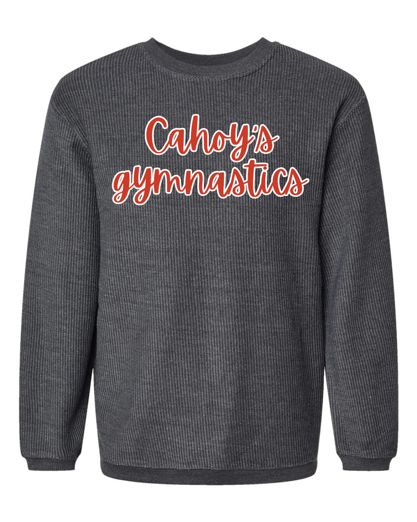RED/WHITE CAHOY'S GYMNASTICS - GREY RIBBED CREW
