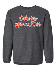 RED/WHITE CAHOY'S GYMNASTICS - GREY RIBBED CREW