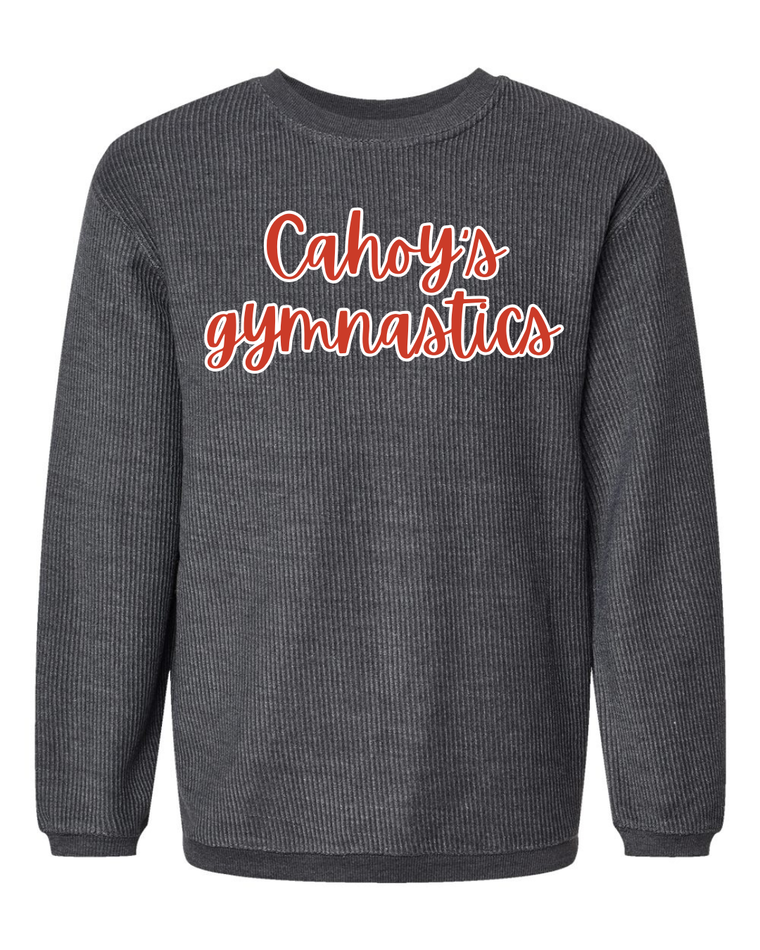 RED/WHITE CAHOY'S GYMNASTICS - GREY RIBBED CREW