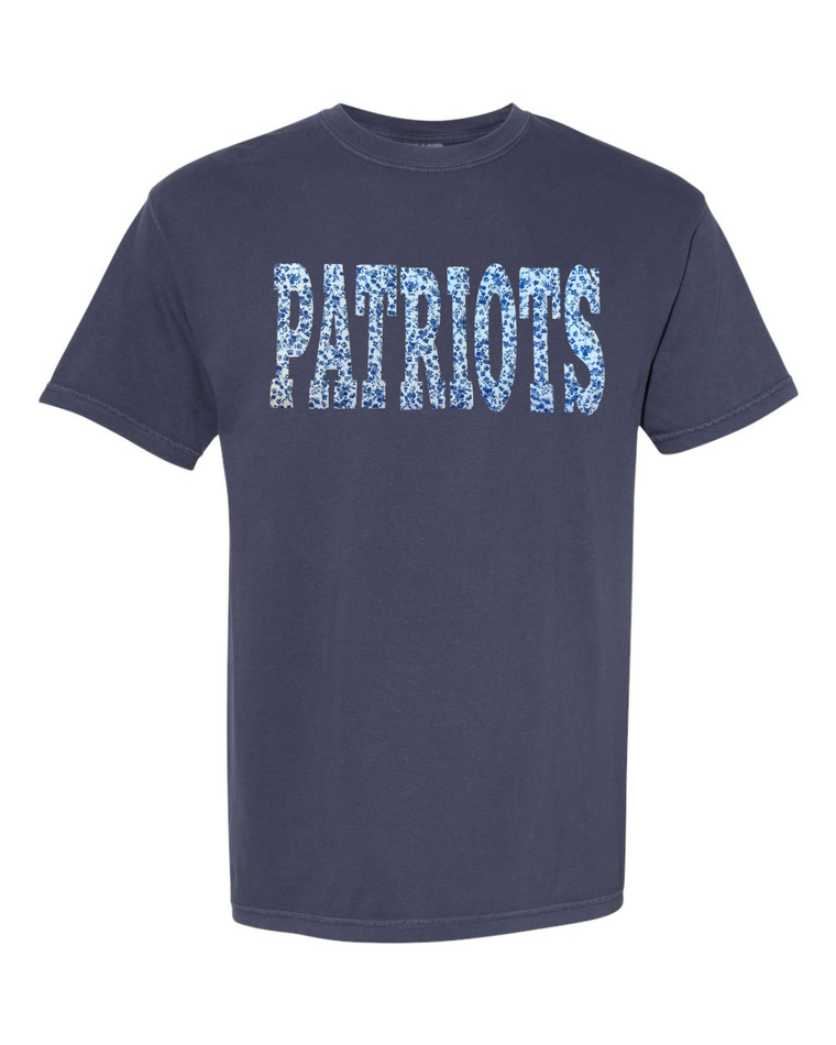 BLUE FLORAL PATRIOTS - NAVY TEE