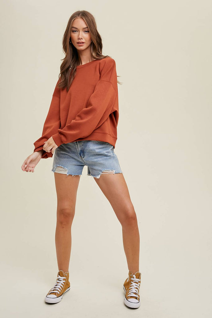 Wishlist Apparel - SCUBA RELAXED CROP SWEATSHIRT / WL22-7352: LIME / S