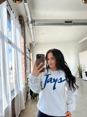 JAYS SCRIPT - ASH GREY GILDAN CREW