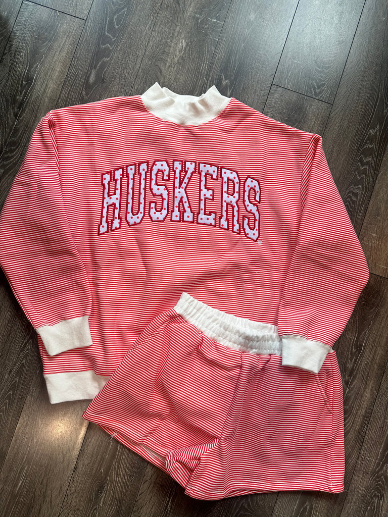 HUSKERS - RED STRIPED MOCKNECK SET