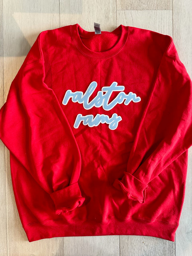 RALSTON RAMS - RED GILDAN CREW (YOUTH + ADULT)