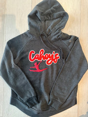 CURSIVE CAHOY'S - GREY ANGLE FLEECE HOODIE - YOUTH + ADULT (with or without silhouette)