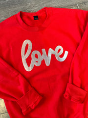 SILVER METALLIC LOVE - RED CREW (TODDLER + YOUTH + ADULT)