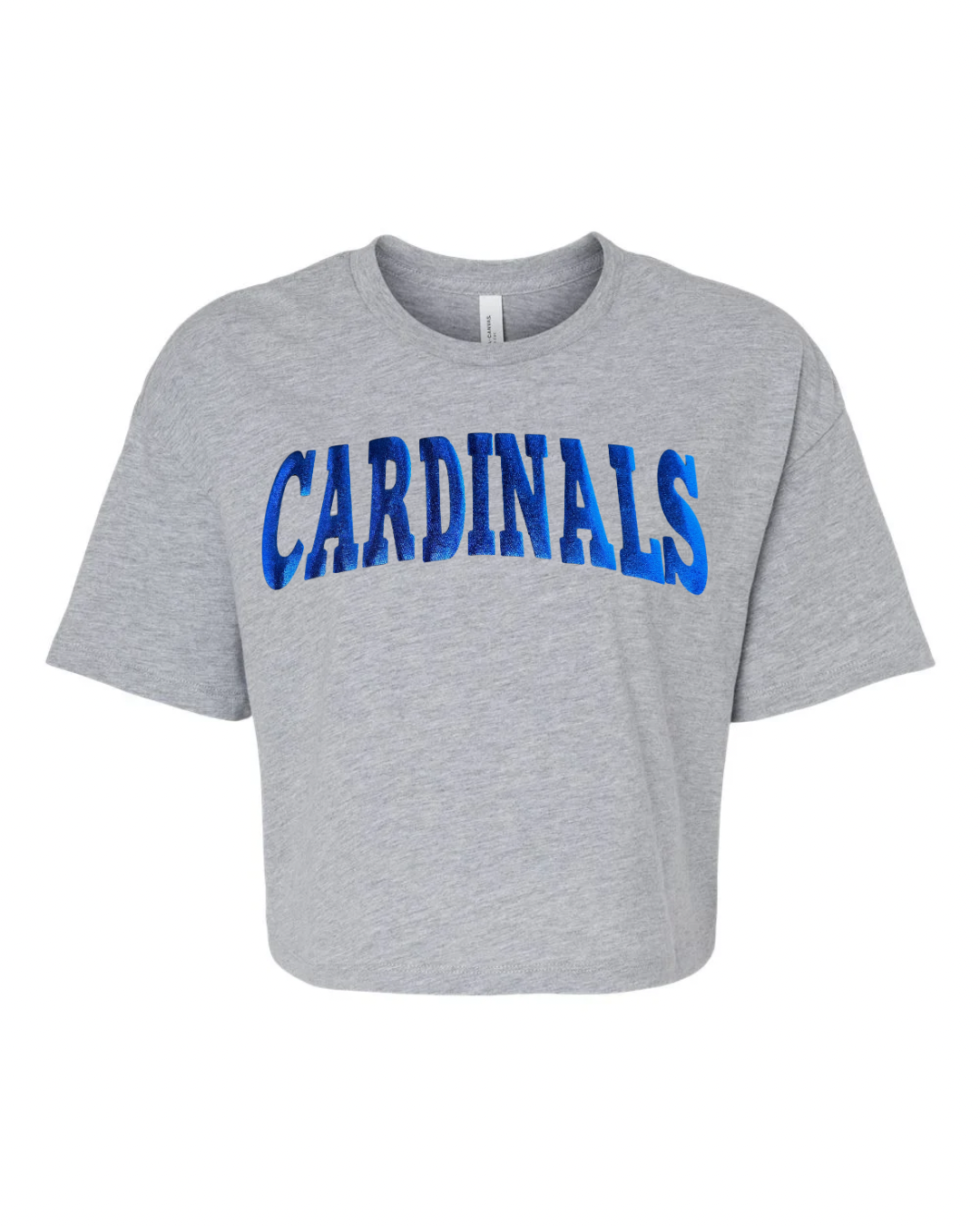 BLUE METALLIC CARDINALS - GREY CROP TSHIRT
