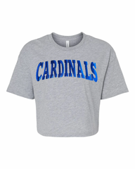 BLUE METALLIC CARDINALS - GREY CROP TSHIRT
