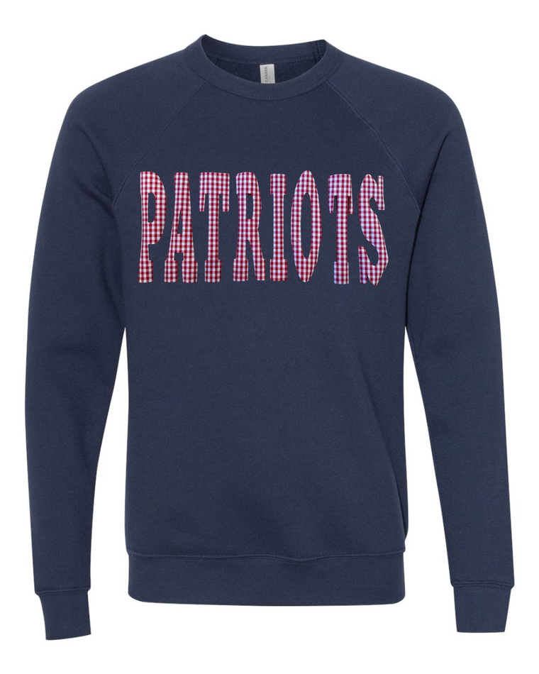 RED GINGHAM PATRIOTS - NAVY SPONGE CREW