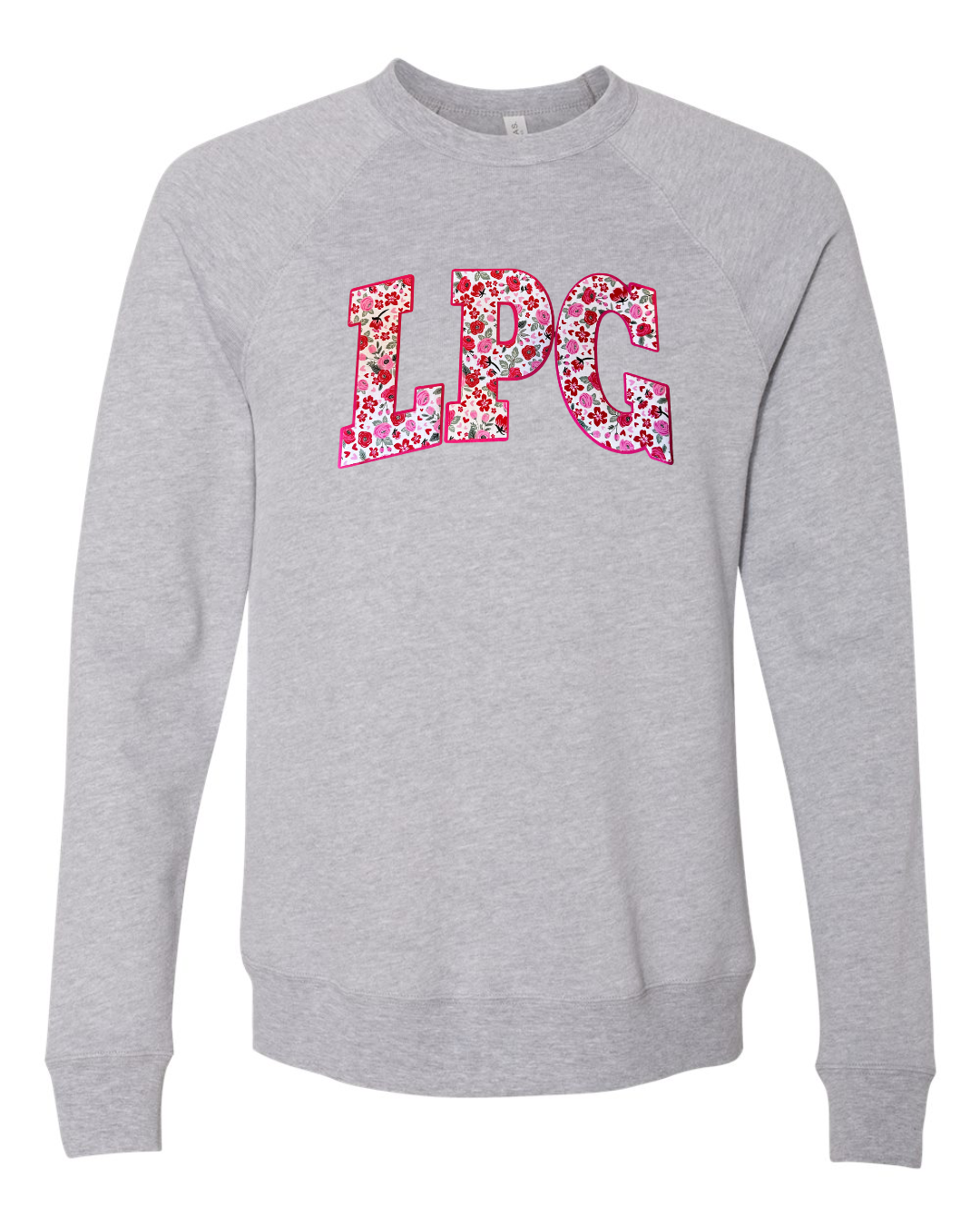 LPG - (PINK/RED ROSES FLORAL / HOT PINK) - GREY SPONGE CREW