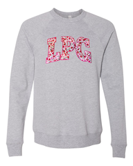 LPG - (PINK/RED ROSES FLORAL / HOT PINK) - GREY SPONGE CREW