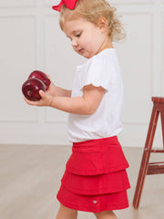 RuffleButts + RuggedButts - Girls Red Tiered Active Skort: Red / 3T