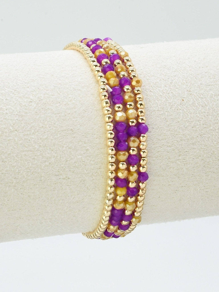 MiMi Wholesale - CB2285 4 Piece CCB Glass Bead Stretch Bracelet Set: Red White