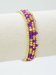 MiMi Wholesale - CB2285 4 Piece CCB Glass Bead Stretch Bracelet Set: Red White