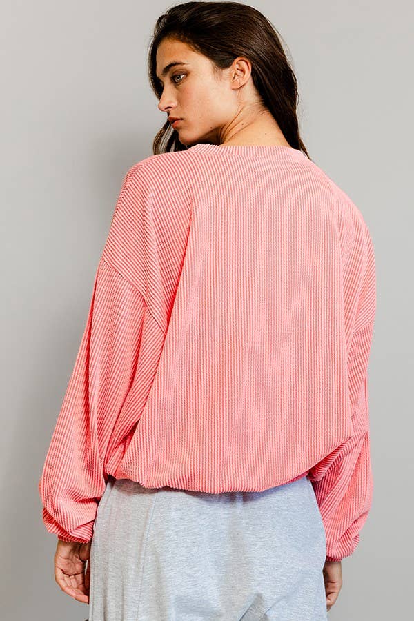 BUCKETLIST - T1770N 'NEBRASKA' Comfy Oversize Graphic Sweatshirt: Red / S-M-L (2-2-2)