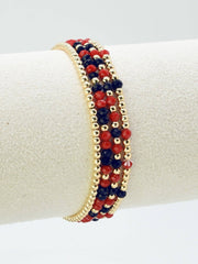 MiMi Wholesale - CB2285 4 Piece CCB Glass Bead Stretch Bracelet Set: Red White