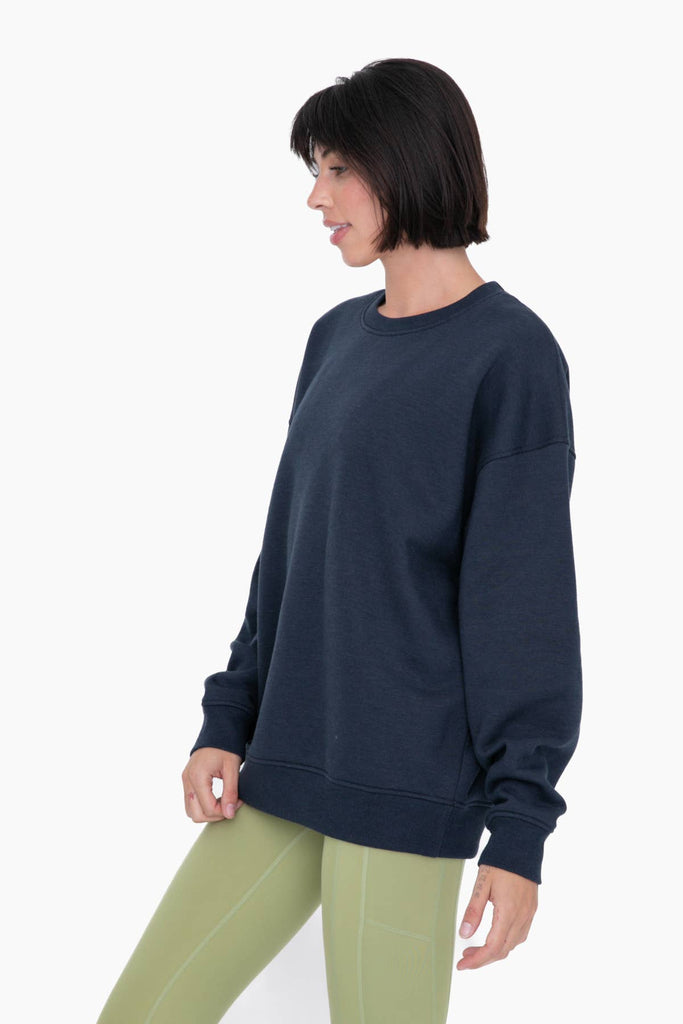 Mono B - Oversized Fleece Sweatshirt: HEATHER GREY / S:M:L (2:2:2)