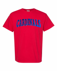BLUE METALLIC CARDINALS - RED COMFORT COLORS TEE (YOUTH + ADULT)