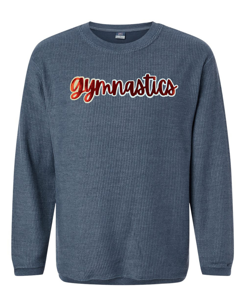 RED METALLIC/WHITE GYMNASTICS - NAVY RIBBED CREW