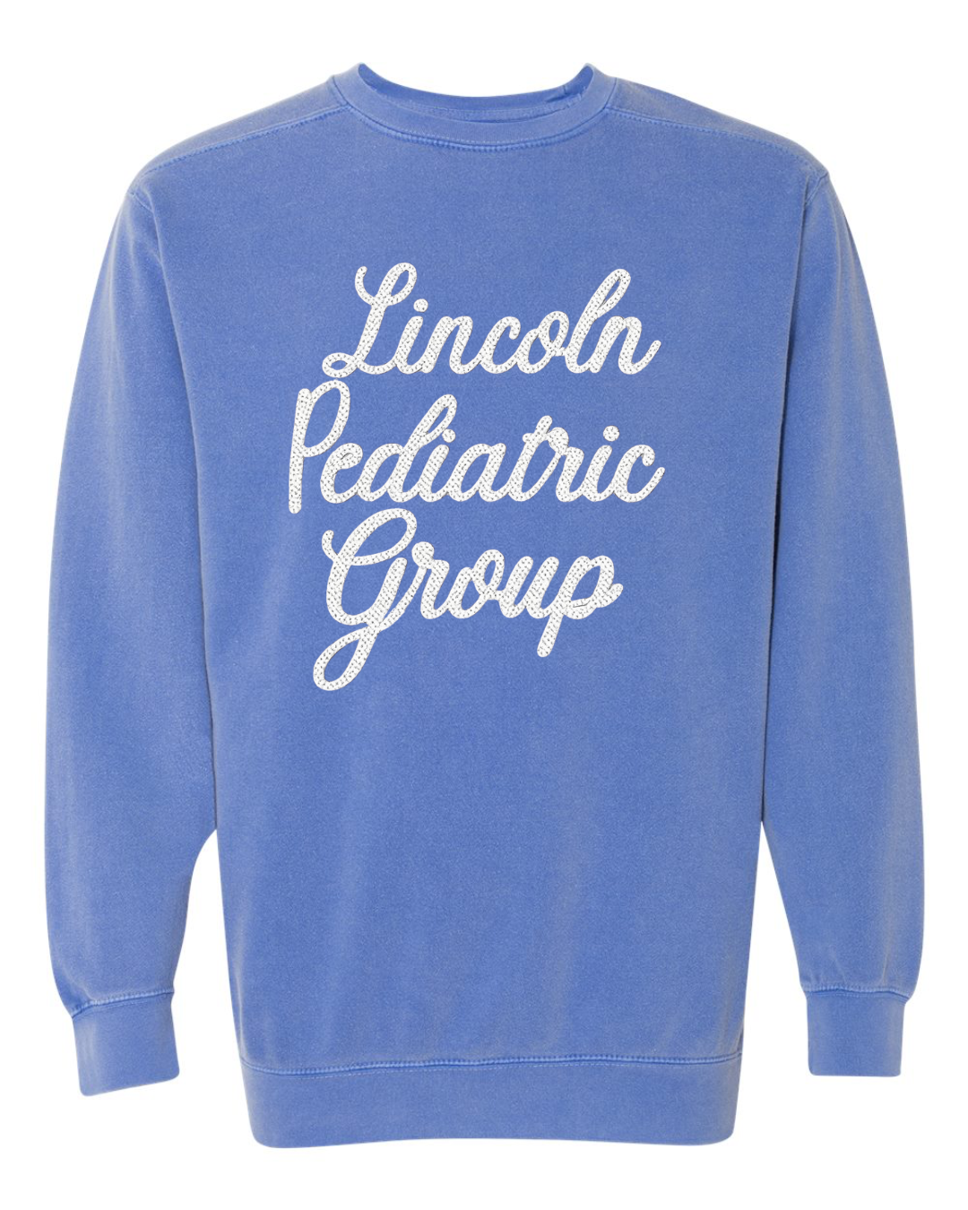 LINCOLN PEDIATRIC GROUP - (BLACK/WHITE POLKA) - FLO BLUE COMFORT COLORS CREWNECK