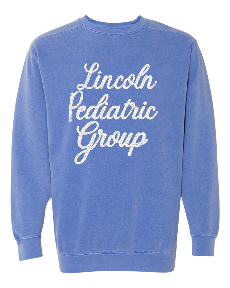 LINCOLN PEDIATRIC GROUP - (BLACK/WHITE POLKA) - FLO BLUE COMFORT COLORS CREWNECK
