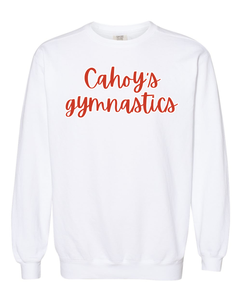 RED CAHOY'S GYMNASTICS - WHITE COMFORT COLORS CREW