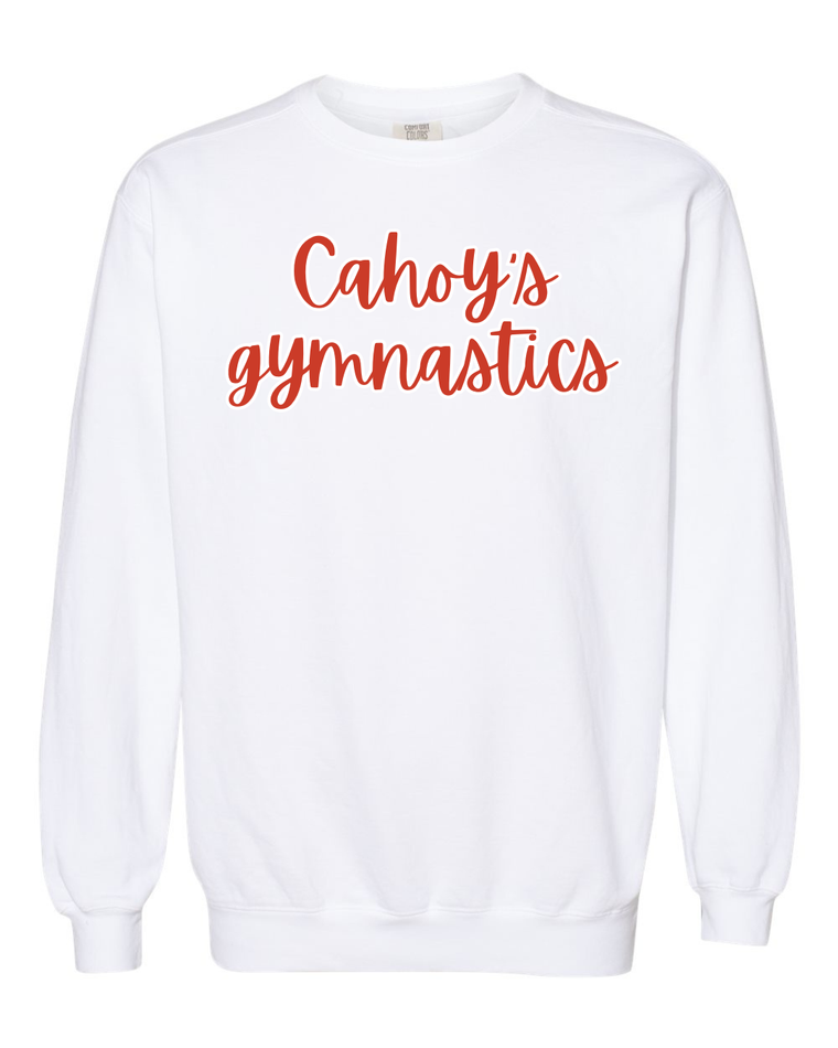 RED CAHOY'S GYMNASTICS - WHITE COMFORT COLORS CREW