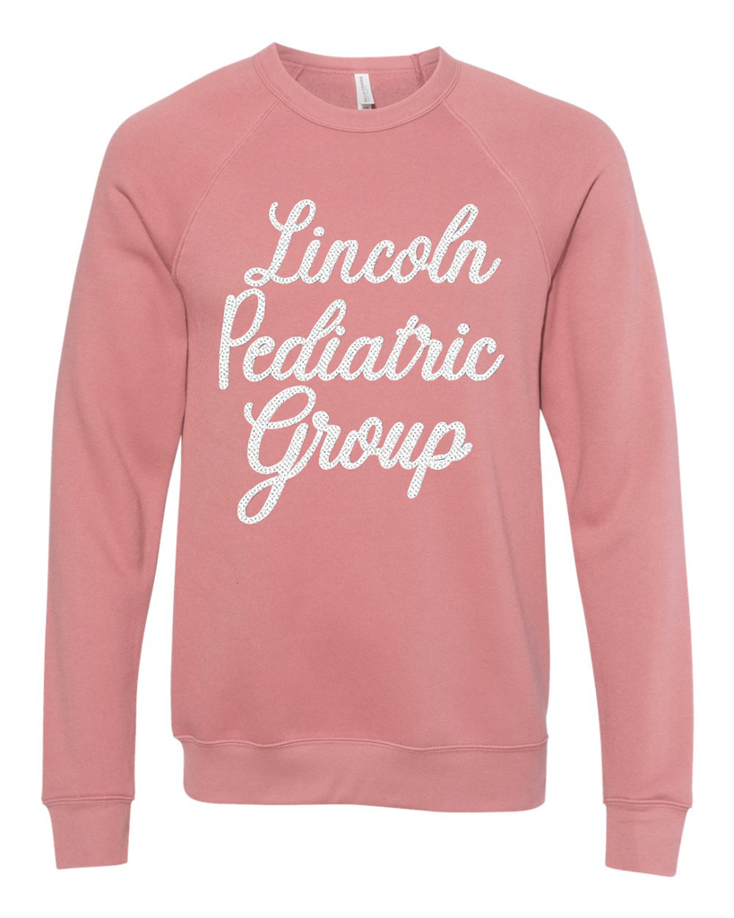 LINCOLN PEDIATRIC GROUP - (BLACK/WHITE POLKA) - MAUVE SPONGE CREWNECK