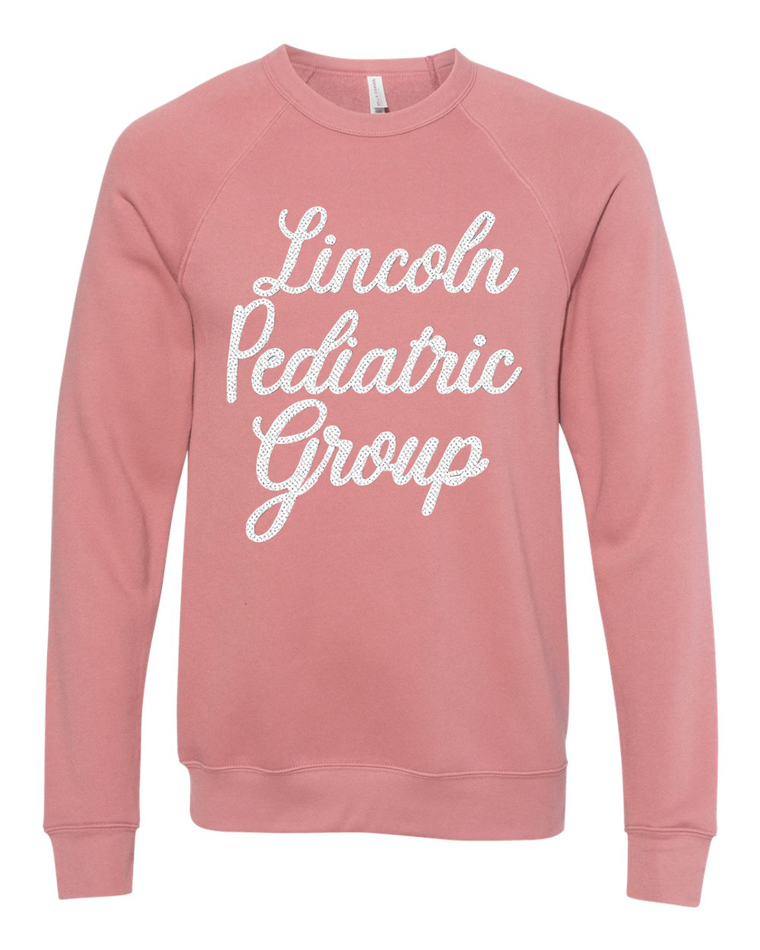 LINCOLN PEDIATRIC GROUP - (BLACK/WHITE POLKA) - MAUVE SPONGE CREWNECK