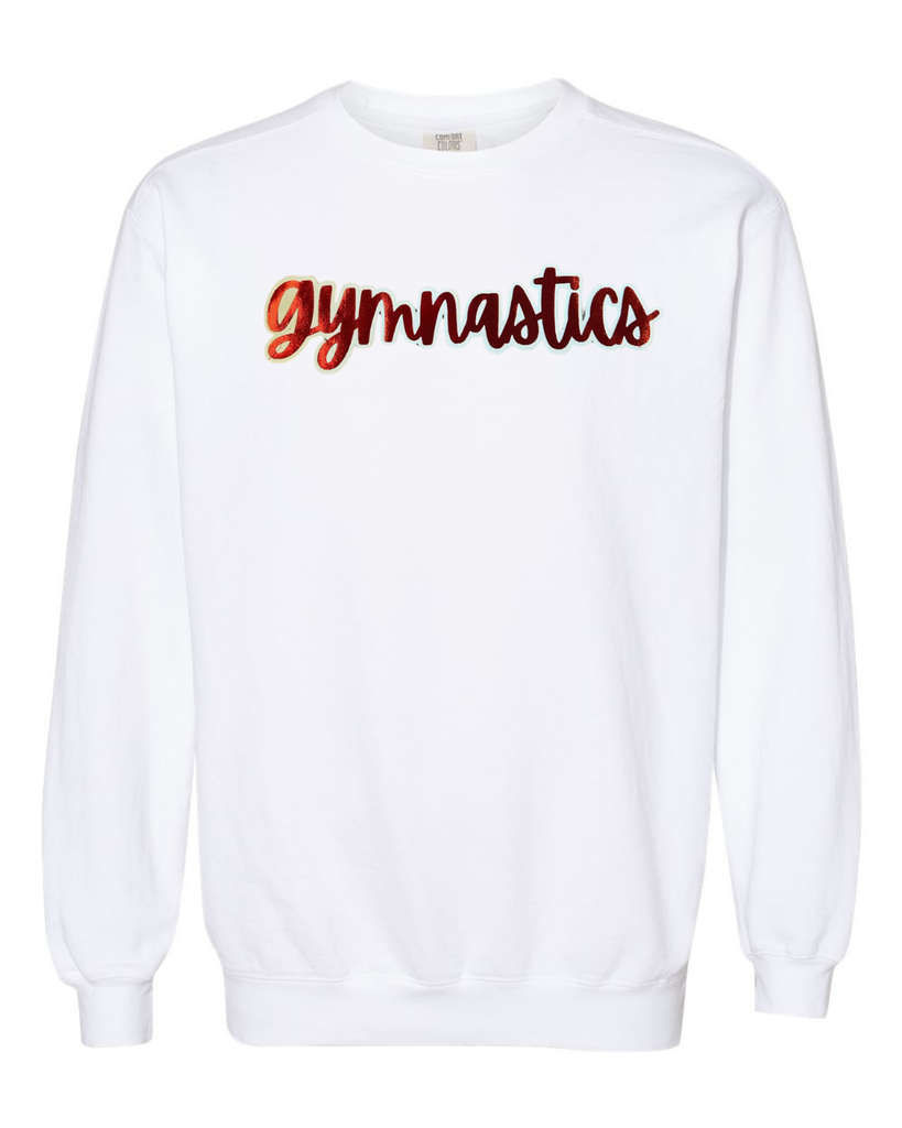 RED METALLIC/WHITE GYMNASTICS - WHITE COMFORT COLORS CREW