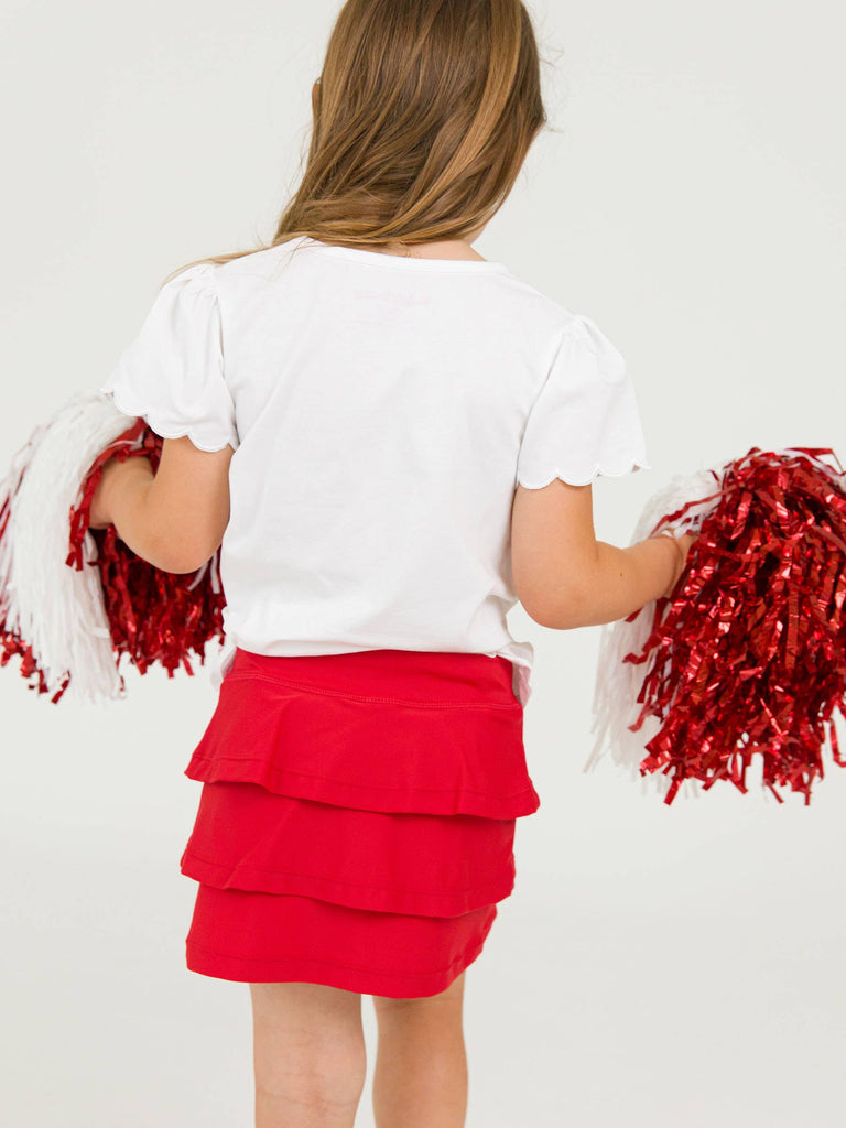 RuffleButts + RuggedButts - Girls Red Tiered Active Skort: Red / 3T
