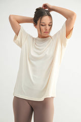 Mono B - Brushed Hacci Oversized Boyfriend Tee: 2TONE GREY / S:M:L (2:2:2)