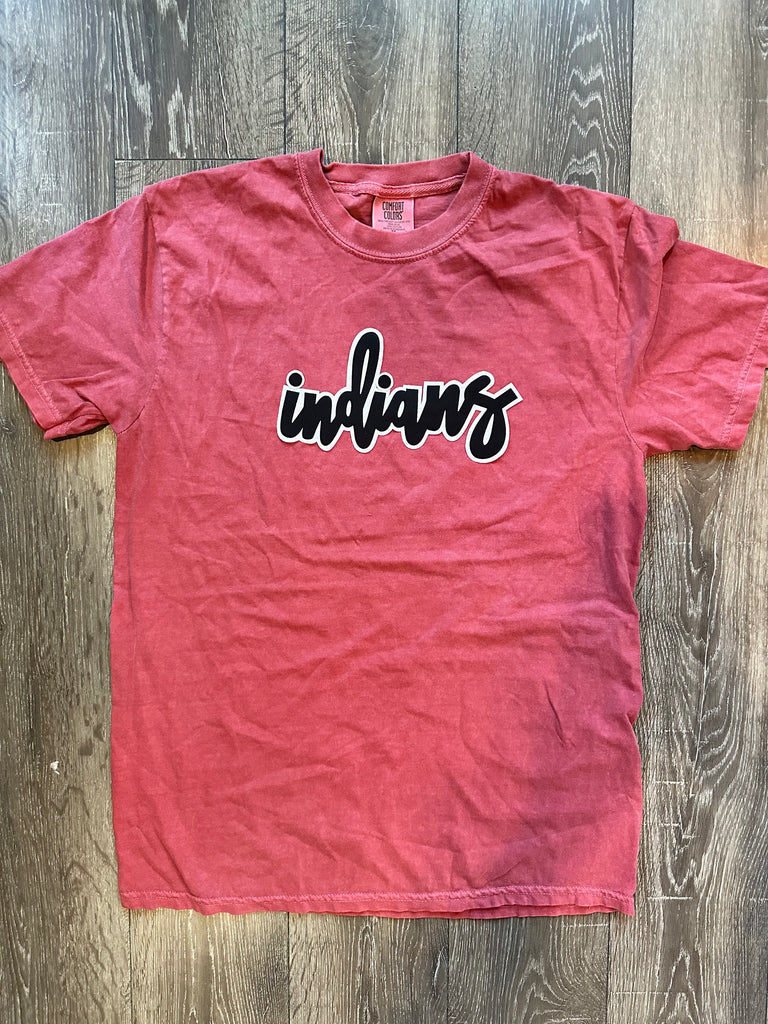 CURSIVE INDIANS - RED COMFORT COLORS TEE