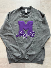 M WHITE/PURPLE WHIPPETS - GREY SPONGE CREW (YOUTH + ADULT)