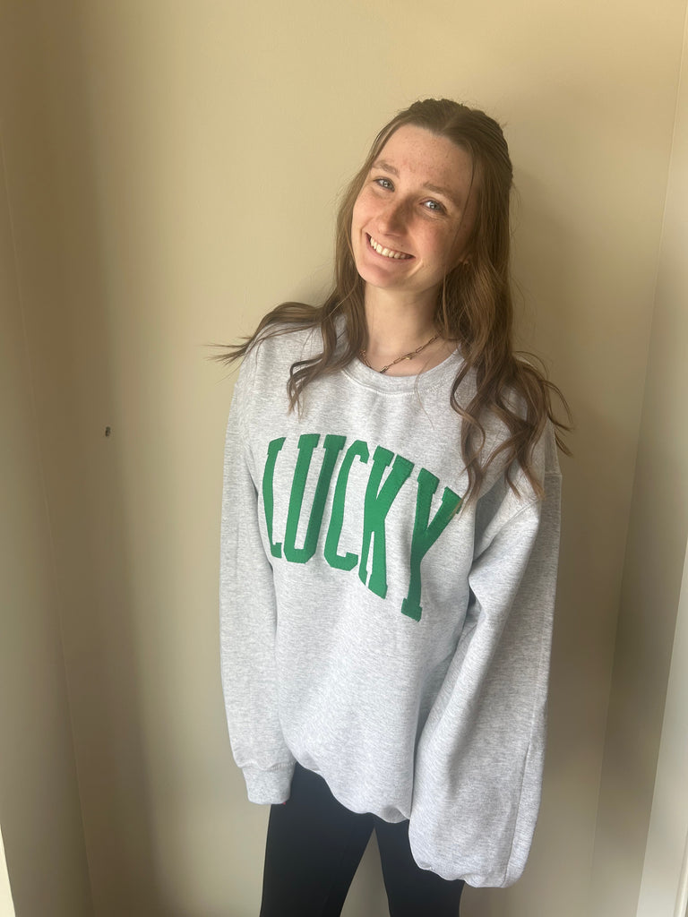 GREEN LUCKY - GREY CREW