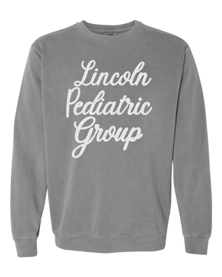 LINCOLN PEDIATRIC GROUP - (BLACK/WHITE POLKA) - GREY COMFORT COLORS CREW